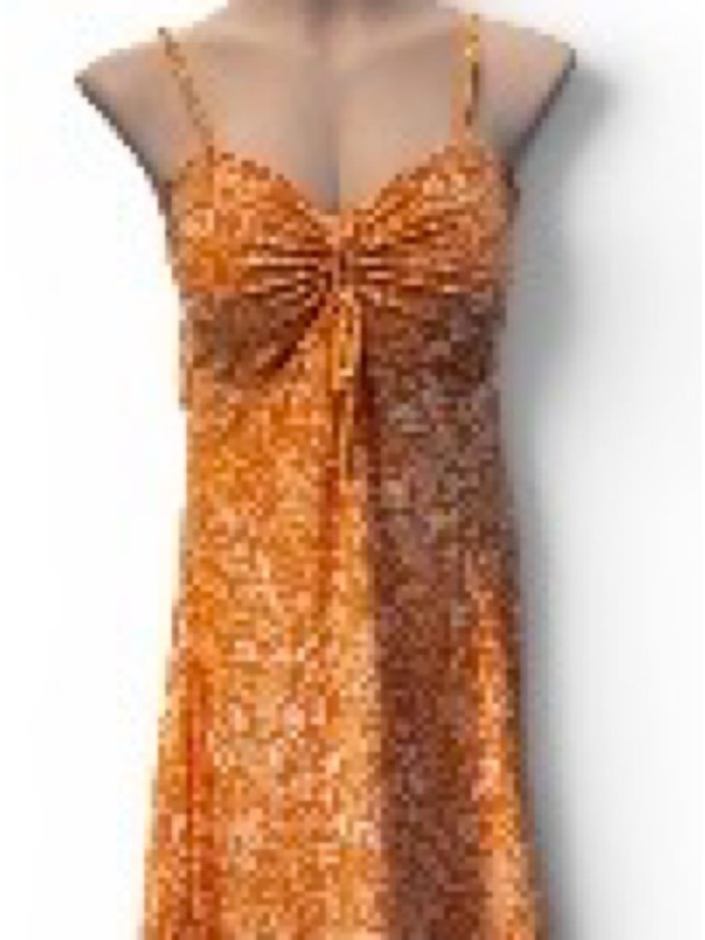 Derek Heart Orange Floral-Print Satin Midi Slip Dress